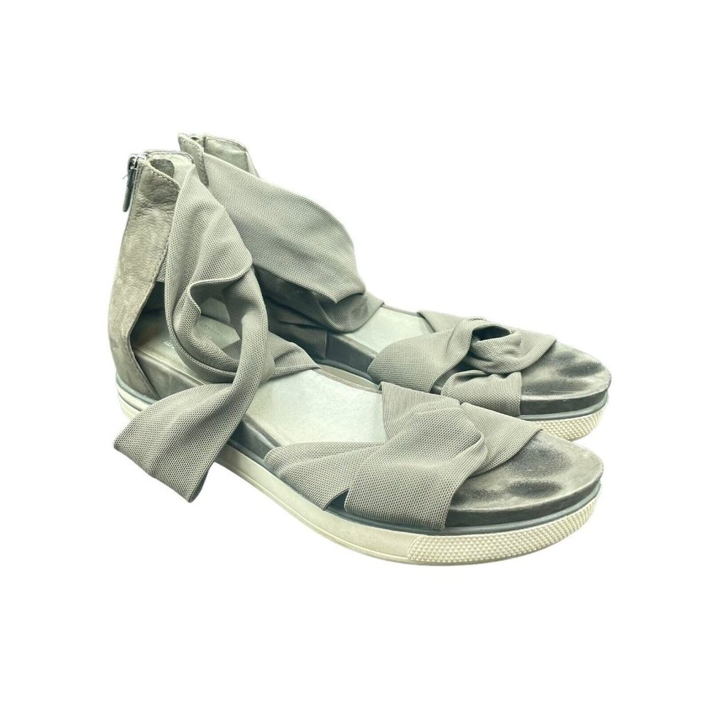 Eileen Fisher Zanya Sandal Womens 10 Mesh Strappy Sneaker Zipper Gray